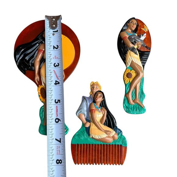 Disney Pocahontas 1995 Beautiful Maiden Vanity 3-PC Set Toys - Picture 3 of 8